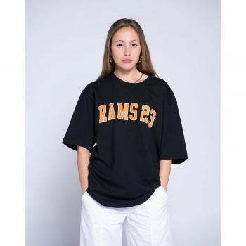 CAMISETA OVERSIZE Rams 23 - Negra con Estampado UNIVERSITY Naranja