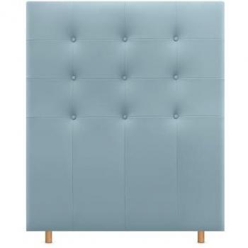 Cabecero Capitoné hasta el Suelo ACUALINE Tapizado en Polipiel Celeste para Cama (95cm, Compatible con Camas 70/80/90)