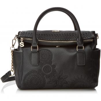 Desigual - Bols_dark Amber Loverty, Bolso Mujer, Negro, 14x24x33 cm