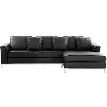 Sofá Esquinero Lateral Izquierdo Tapizado en Cuero Negro Modelo Oslo
