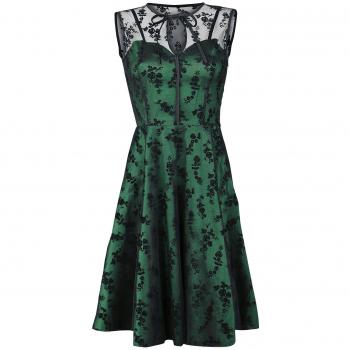 Voodoo Vixen Emerald Mujer Vestidos de Longitud Media Verde M 100% poliéster mit Spitze