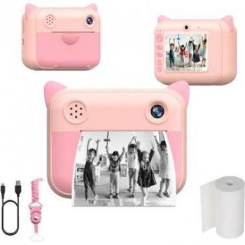 Cámara Digital para Niños Klack de Impresión Instantánea sin Tinta en Papel Térmico Rosa