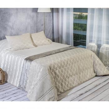 Algodón Blanco Cascavel - Colcha bouti jacquard, para cama de 150 cm, 250 x 270 cm, 2 fundas de cojín, 60 x 40 cm, color gris