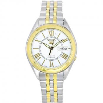 Seiko 5 Automatic Men's Watch SNKL36J1 Two Tone Stainless Steel Silver Dial 21 Jewels