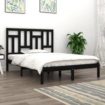 Cama de madera maciza de pino gris redonda negra 120x200 cm