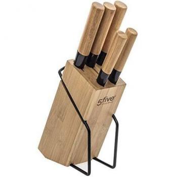 Bloque de cuchillos de bambú con 5 piezas