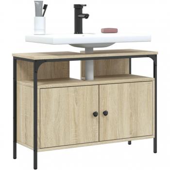 Mueble de baño Sonoma roble 80x30x60 cm madera multicapa marrón