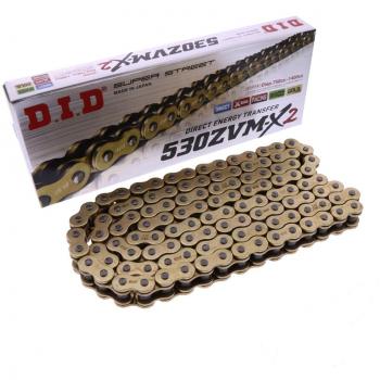 Cadena de transmisión D.I.D 530ZVM-X2 X-Ring 128 eslabones oro con unión a remache