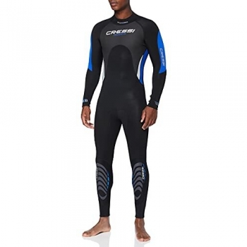 Traje de Buceo Monopieza Cressi Morea para Hombres, Neopreno 3mm, Negro/Azul/Plata, Talla M/3