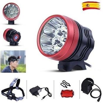 GHB Luces Delanteras Bicicleta LED Headlight Linternas Frontales Recargables 18000LM 9 x CREE XML T6 Lámpara de Bicicleta Focos Frontales con Batería y Cargador