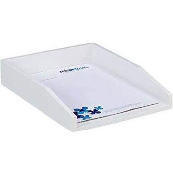 Bandeja de Documentos Apilable A4 de Bambú Blanco - Relaxdays