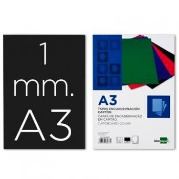 Liderpapel TE06 - Pack de 50 tapas de encuadernación, color negro, A3, 1 mm