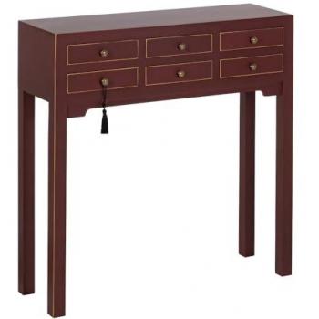 Consola de Madera de Abeto y MDF con 6 cajones Granate 85 x 26 x 85 cm
