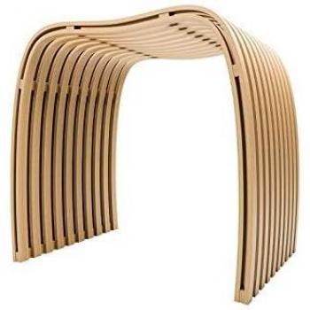 Taburete de baño ergonómico Schulte de bambú con patas antideslizantes, capacidad de carga 130 kg, dimensiones 46 x 40 x 30 cm