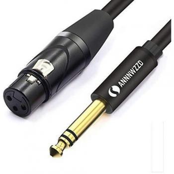 LinkinPerk - Cable XLR hembra de 6,35 mm macho a 3 pines, 6,3 mm, conector estéreo TRS a cable de micrófono XLR equilibrado