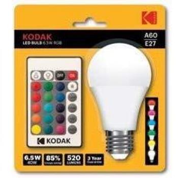 Bombilla KODAK LED RGB A60 - E27-6.5W=55W - Mando A Distancia