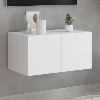 Mueble de TV de pared con luces LED 60x35x31 cm, Mueble de Salon, Mueble TV, Mesa de TV, color blanco