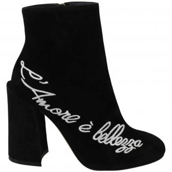 Dolce & Gabbana Black Suede L'Amore E'Bellezza Heeled Boots Shoes - EU35/US4.5