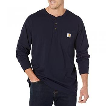 Camiseta de Manga Larga Carhartt Pocket Henley Loose Fit para Hombre, Azul Marino, Talla XL