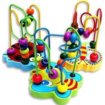 Toraway 1PC Colorido mini pista de madera alrededor de los granos del juego educativo del juguete