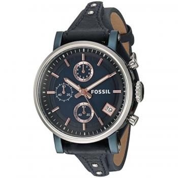 Reloj de pulsera Fossil para Mujer ES4113, cronógrafo, esfera plateada, correa de acero inoxidable, resistencia al agua hasta 50 metros
