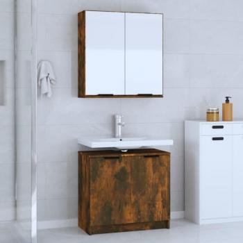 Conjunto de muebles de baño Day and Night 2 piezas madera contrachapada roble ahumado