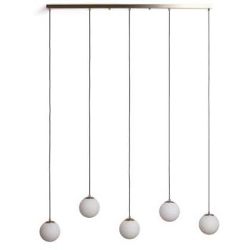 Lámpara Colgante de Metal y Cristal Moonlight Brass con 5 Focos Dorados para Decoración de Salón, Habitación y Dormitorio