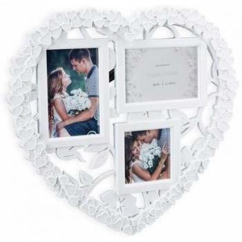 Marco de fotos en forma de corazón, collage colgante, horizontal y vertical 10x10, 10x15, regalo de boda, blanco - Relaxdays