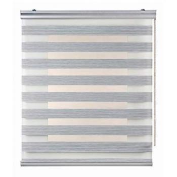 Estor Enrollable Noche y Día Premium con Acabados de Aluminio Gris, Doble Tejido, 80 x 250 cm