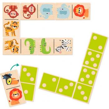 Dominó de Madera Selva Goula - 28 Piezas, Juego Educativo para Niños