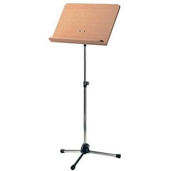 König & Meyer 118/19 Orchestra Music Stand - Adjustable Chrome Stand with Beech Wooden Desk