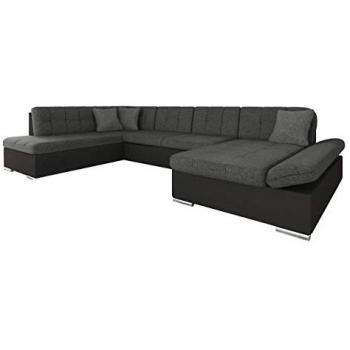 Sofá rinconero Comfivo 149, gris, función de descanso, caja de ropa de cama, dimensiones 345x205x76cm