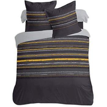 Juego de funda nórdica Vision Gaspard 100% algodón gris claro y gris oscuro, 200 x 200 cm
