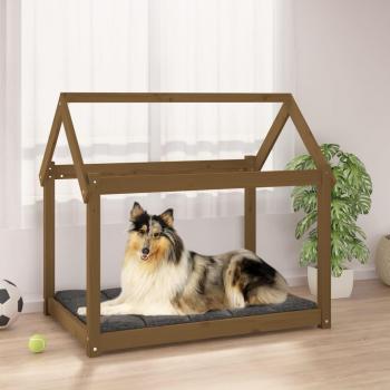 Cama para perros vidaXL de madera maciza de pino marrón miel, dimensiones 101x70x90 cm, disponible en colores natural, blanco y gris