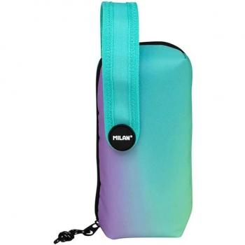 Milan Sunset Green Pack de 4 Estuches Portatodo con Contenido: Goma de Borrar, 2 Sacapuntas, Lápiz de Grafito HB, 3 Bolígrafos Capsule, Reg