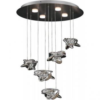 Lámpara colgante LED Nido cromo pulido 5 bombillas 80cm