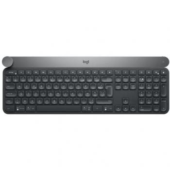 Logitech Craft Advanced Teclado Inalámbrico con Dial de Entrada Creativa, Conectividad RF Wireless + Bluetooth, Disposición AZERTY Francés, Color Negro/Gris