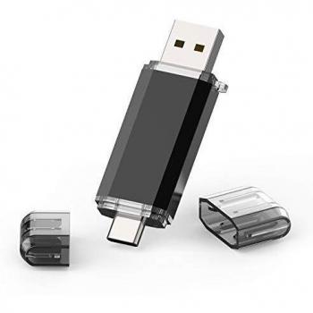 TOPESEL Memoria USB Tipo C 128GB, TOPESEL Pendrive USB C 3.0 OTG USB Stick 2 en 1 Dual Flash Drive para Móviles, Google Chromebook Pixel, Negro