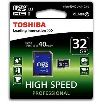 Toshiba Micro SDHC de 32GB, UHS-1 Clase 10 con Adaptador Incluido