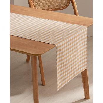 Camino de Mesa Rectangular Vichy Beige 45x170 cm con Tratamiento Antimanchas y Tacto Suave
