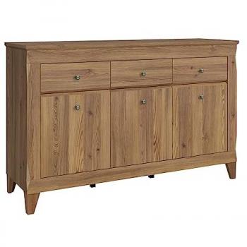 Aparador Buffet 3 puertas 3 cajones estratificado marrón-beige con diseño raya madera