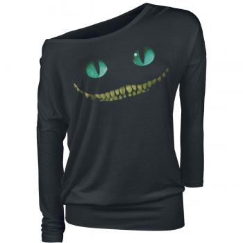 Alicia en el País de Las Maravillas Gato Chesire - Smile Mujer Camiseta Manga Larga Negro XXL