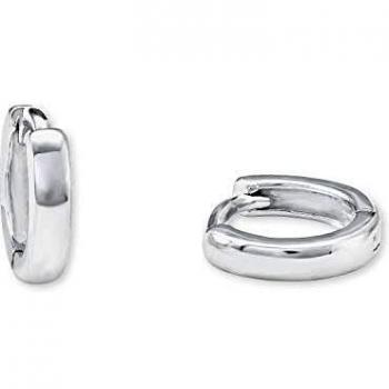 Pendientes Creolen Unisex de Plata 925 con Caja de Regalo, 1 cm, Color Blanco