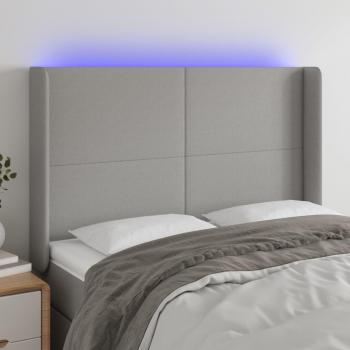 Cabecero LED de Tela Gris Claro 147x16x118/128 cm