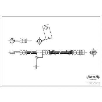 Latiguillo de freno CORTECO 19033582 - Alta resistencia, fabricado con materiales de calidad, diseño específico para una instalación fácil y segura, compatible con múltiples modelos de vehículos, cumple con las normativas de seguridad y rendimiento