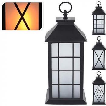Farolillo LED Efecto Fuego 14x14x29cm - Decorativo y con Iluminación Cálida