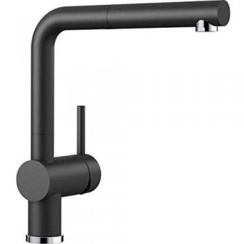 Grifo de cocina Blanco Linus-S, antracita, alta presión, con caño extraíble y diseño Silgranit
