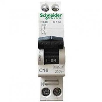 Interruptor automático Schneider Electric Acti9 iDT40T, 1P+N, 16A, Curva Tipo C, Poder de corte 6 kA, Montaje en Carril DIN