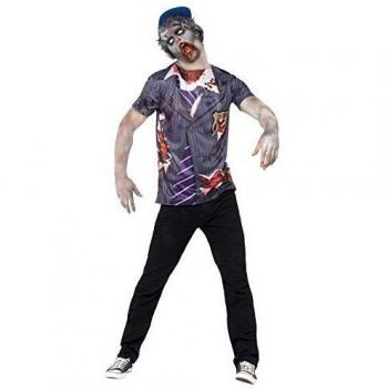 Smiffy'S 44371L Colegial Zombi Con Camiseta Y Gorra, Gris, L - Tamaño 42-44