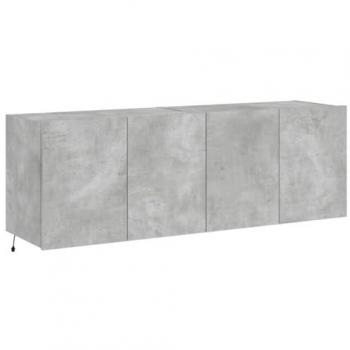 Mueble de TV de pared multimedia con luces LED (2 piezas, 60 x 35 x 41 cm, color gris)